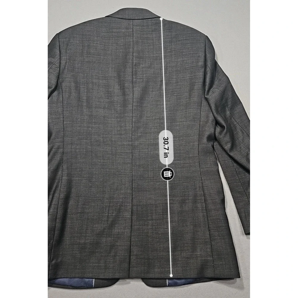 Oleg Cassini 3-Button Wool Blazer Sport Coat Gray Sharkskin Sz 37R